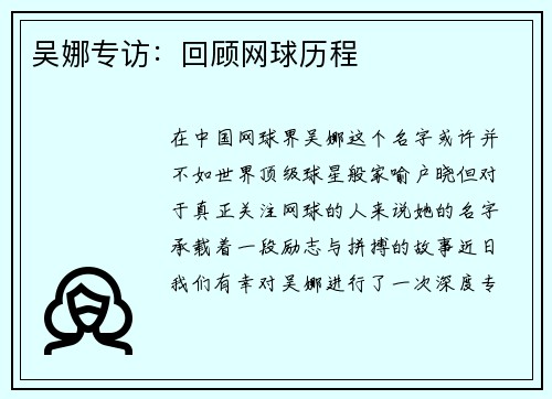 吴娜专访：回顾网球历程